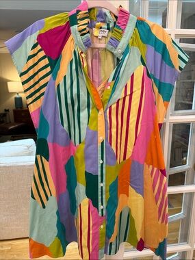 Crosby by Mollie Burch Multicolor Abstract Striped Button-Up Dress